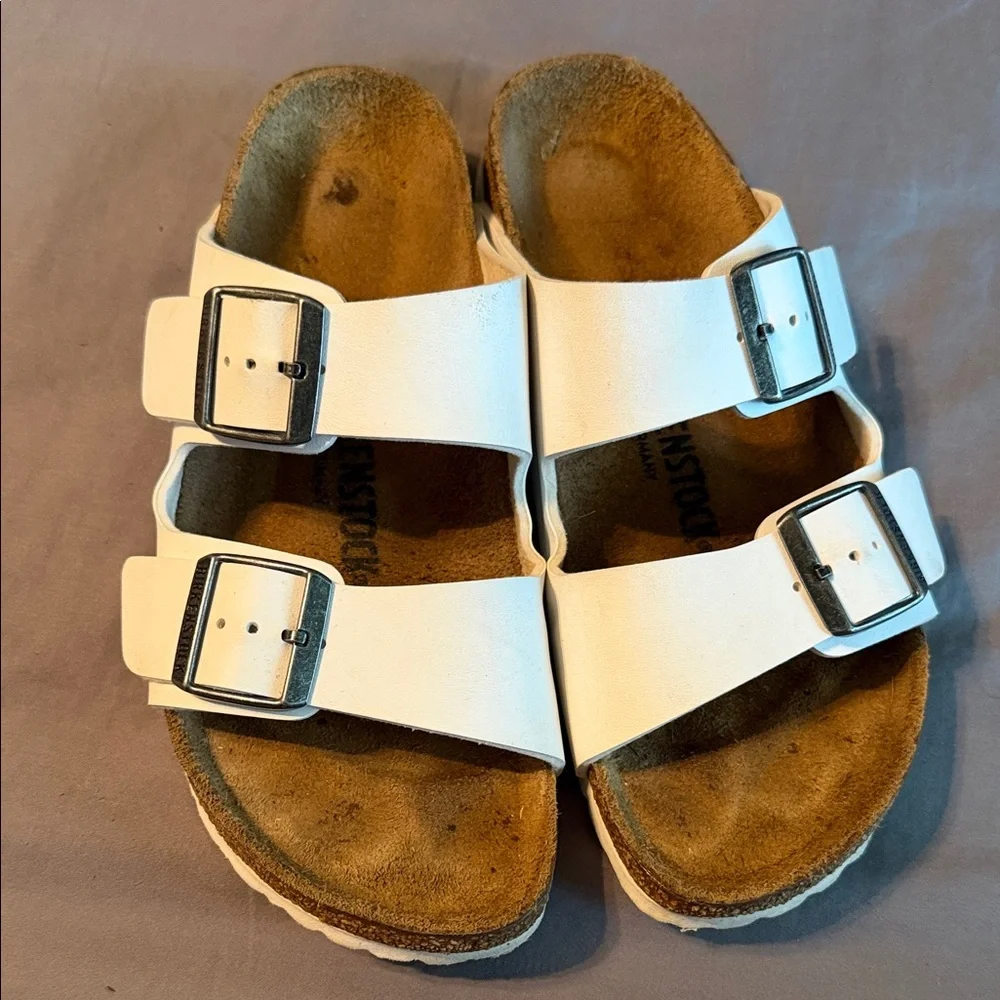Birkenstock White Two-Buckle Sandals